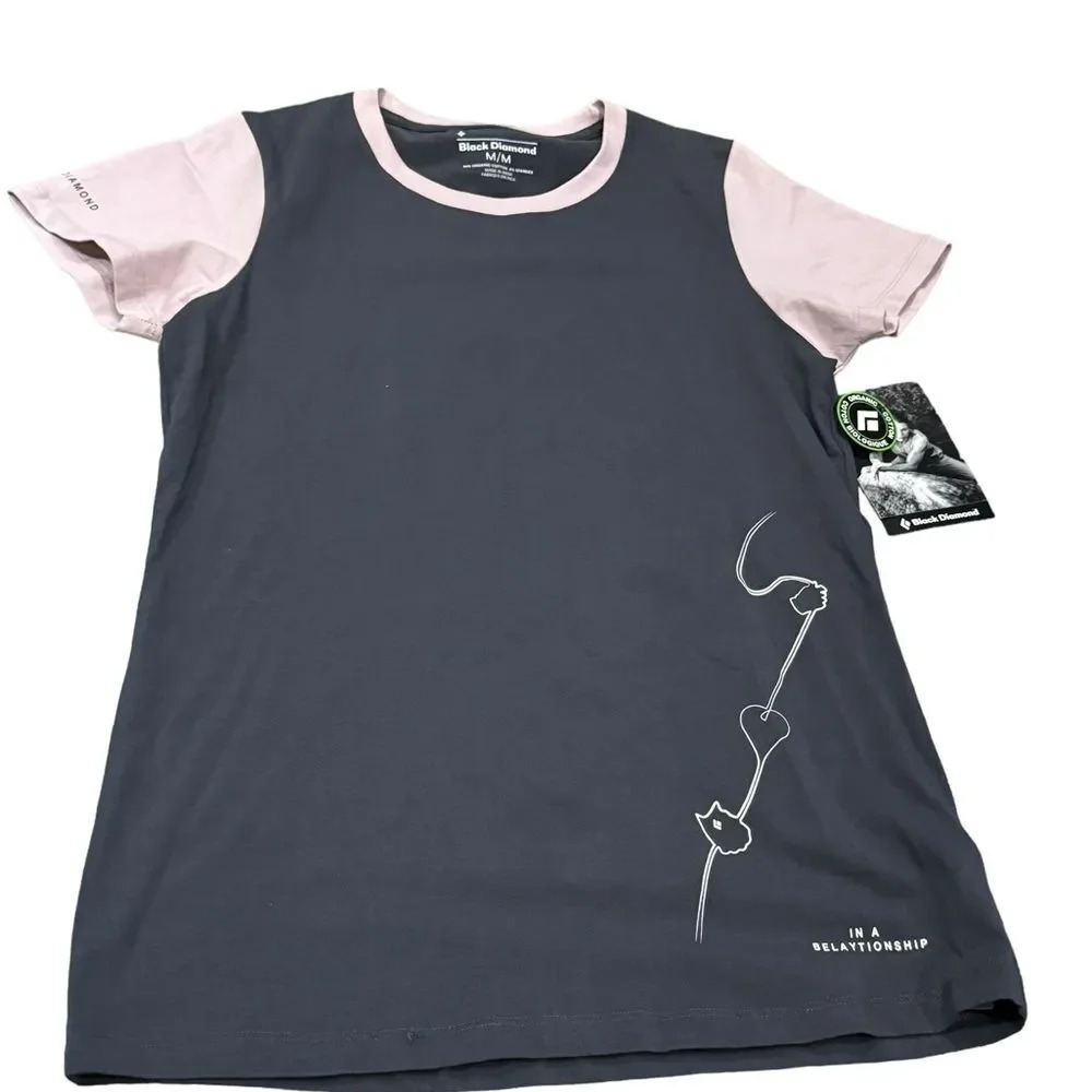 NWT Black Diamond REI tee T shirt black and pink Medium Rappel gear